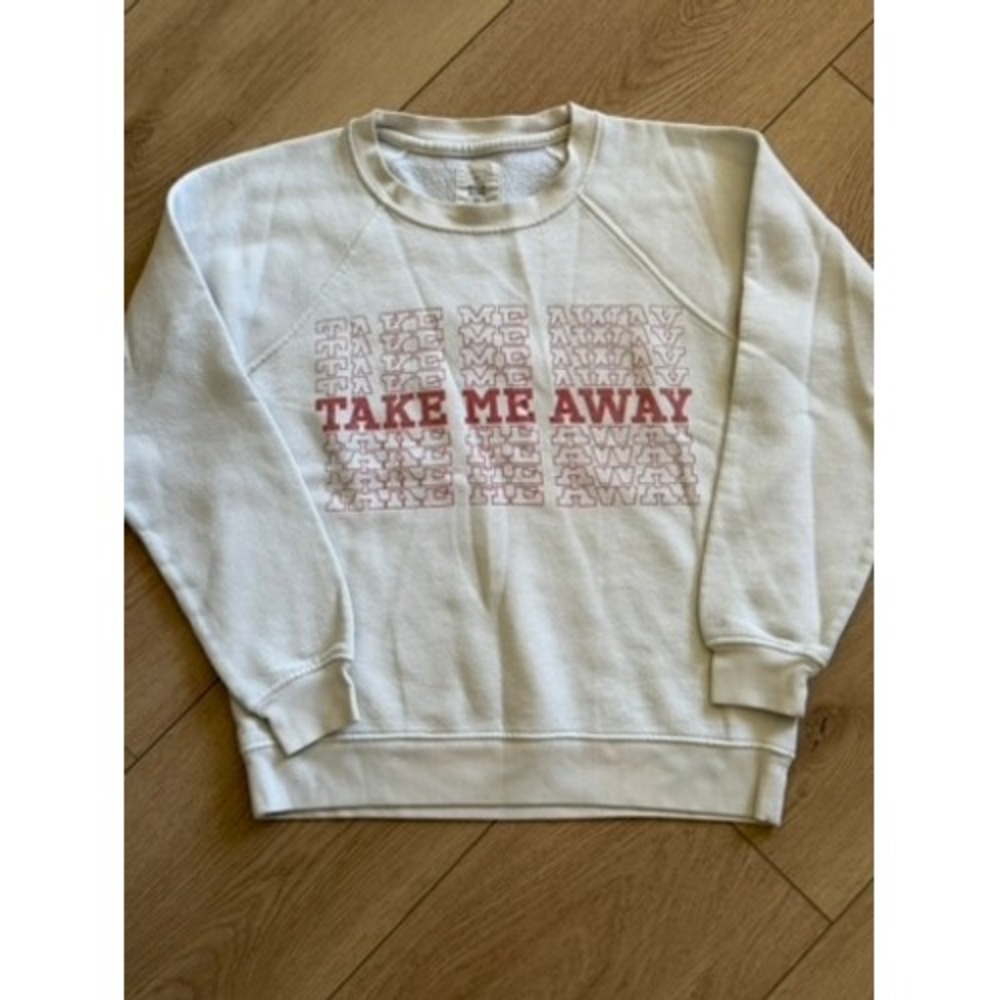Billabong Take Me Away Graphic Sweatshirt Cream Raglan Pullover Womens Small